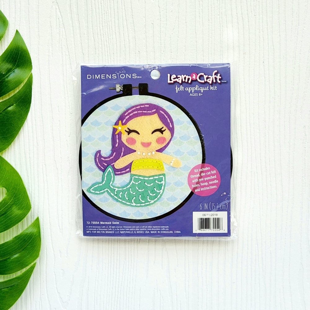 NEW! Dimensions Learn a Craft Mermaid Swim Felt Applique Kit Ages 8+